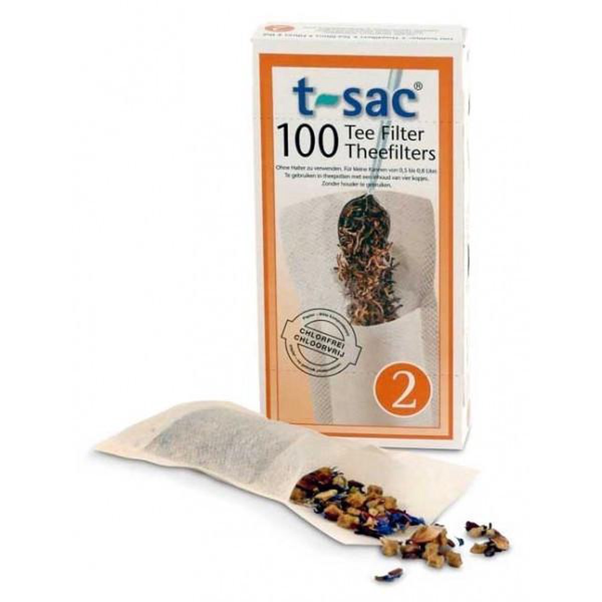 T-SAC Filtres à thé N° 2 en papier biodégradable 100 pièces