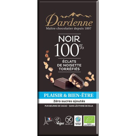 Chocolat noir éclats noisette 100% 90g Dardenne