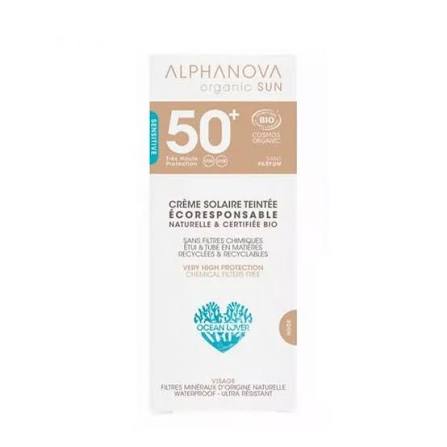 Crème Teintée Claire Très Haute Protection Spf50+ Bio Peaux Sensibles et Réactives 50g Alphanova Organic Sun